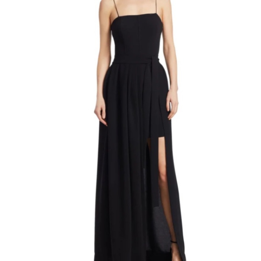 CINQ A SEPT NWT Maxi Hi Lo Cocktail Dress Black Size 2